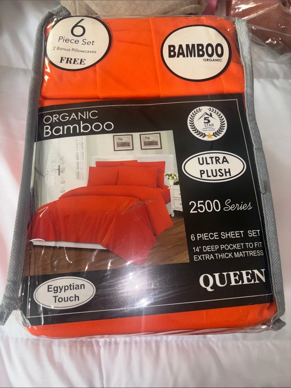 Ultra Plush Organic Bamboo Queen Sheet Set in Bright Orange
